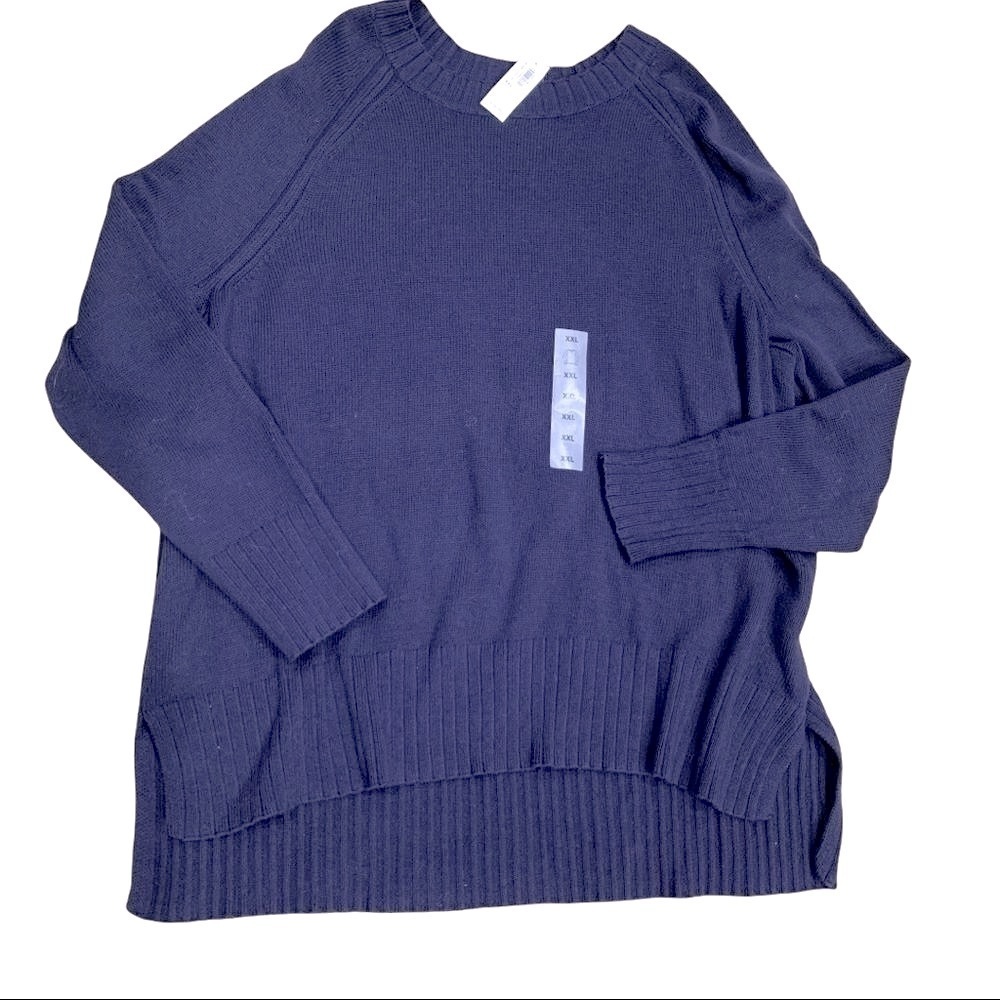 NEW Long Sleeve sweater Ribbed Trim Blue Pullover Old Navy Womens Plus XXL